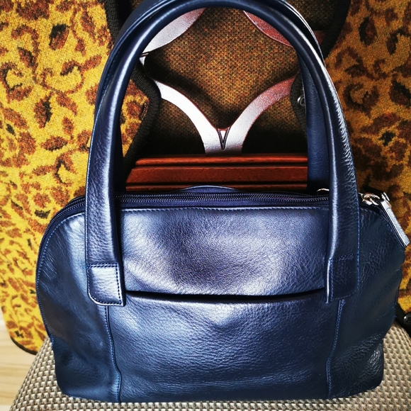Derek Alexander Navy Blue Leather Bag - Picture 2 of 16